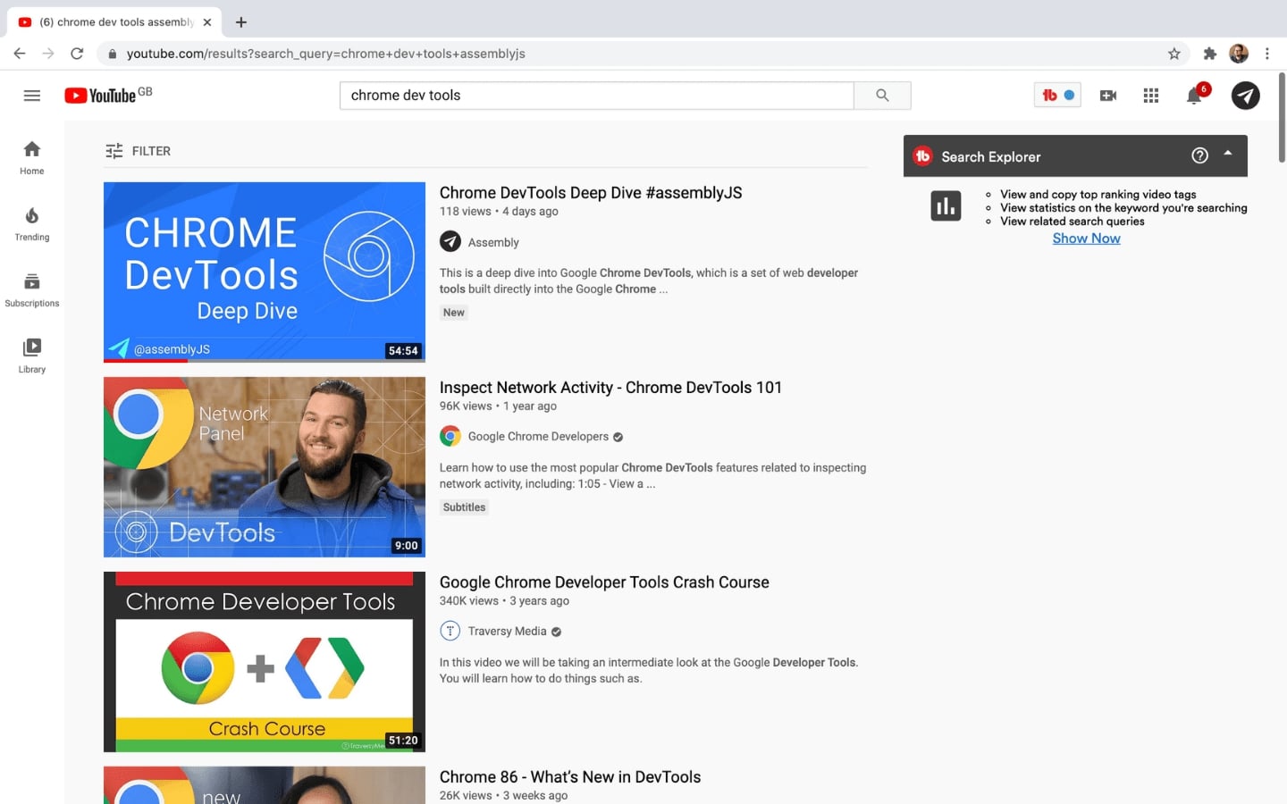 YouTube search