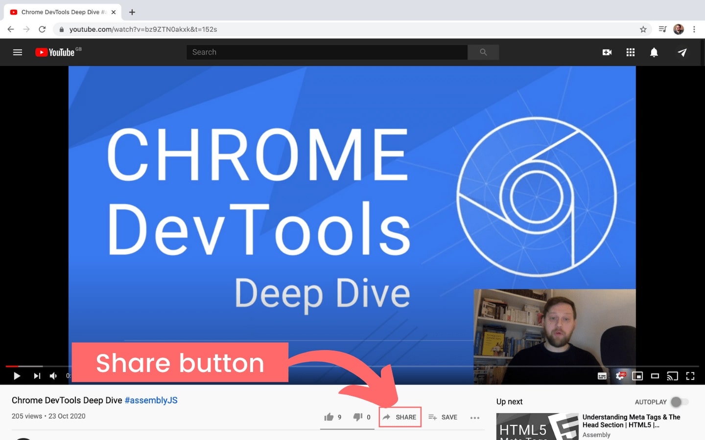 YouTube share button